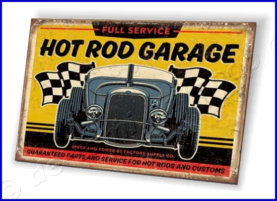 PLAQUE HOT ROD GARAGE 32 ROD (30x40cm)